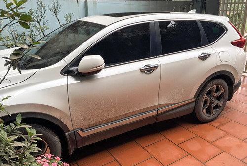 Chiếc Honda CR-V của anh Hoàng Đăng Tùng gặp sự cố khóa cứng phanh